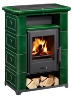 Wamsler Kaminofen Montafon 7 kW Grün Keramik – Holzofen für Scheitholz & Holzbriketts – Image 2