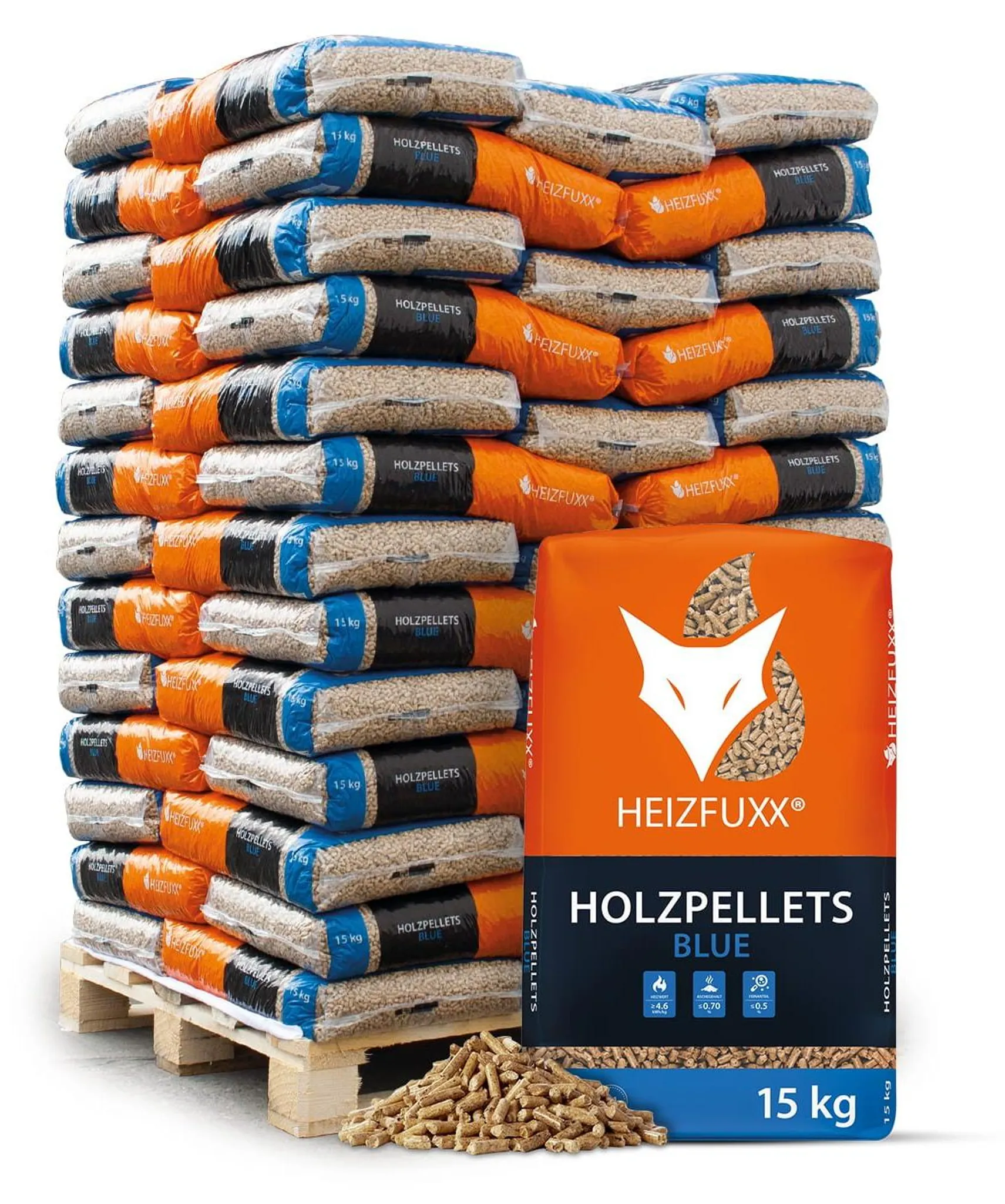 a69e7111362008c8d2ffc59acd55f5e3.webp HEIZFUXX Holzpellets Blue 975 kg (65 x 15 kg) – Premium Heizpellets – Bild 1